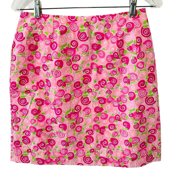 Lilly Pulitzer Dresses & Skirts - Lilly Pulitzer Pink Skirt Snails Logo Green Size 6 Cotton